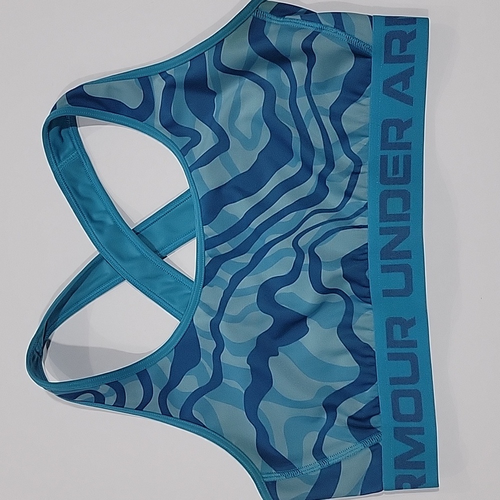 Under Armour Blue Zebra Patterned Sports Bra | Crisscross Back | Light Support